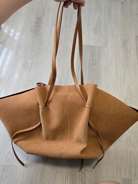 Suede Tote Bag in Tan - Women Bags